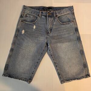 Nineteen 91 Denim Shorts Mens 32 Light Wash 90s Jorts Baggy Skater Distressed